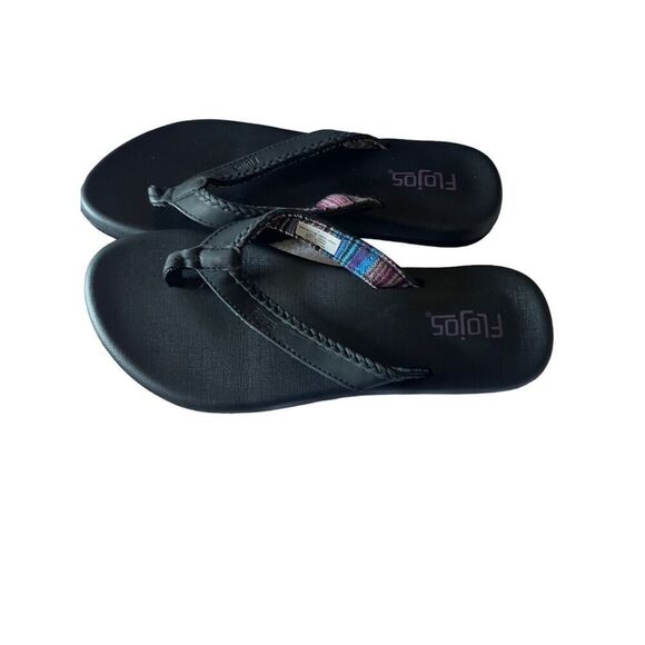 New Flojos Womens Black Memory Foam Thong Flat Flip Flop Sandal Size 8 - Picture 1 of 10